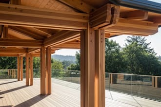 design timber and wood structural elements with decks, framing and roof trusses