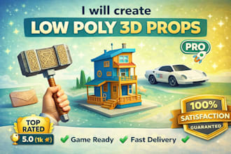 create optimized low poly and stylized 3d game props
