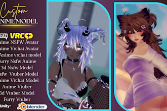 do custom 3d furry vrc anime model, nsfw vrchat avatar, vtuber animaze character
