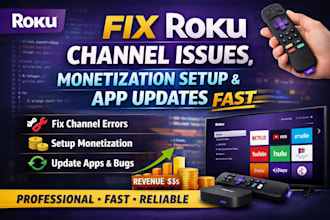 fix roku channel issues, monetization setup, and app updates fast