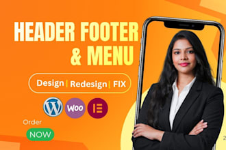 design responsive elementor header footer and mega menu