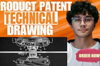 design product patent drawings, technical drawings and engineering cad drafting