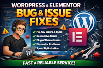fix any elementor bug, responsive issue, or layout error