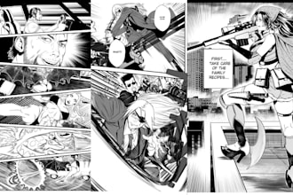 create manga comic pages, panels, storyboard, manga illustration and anime