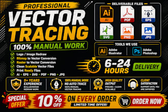 do vector tracing, convert image to vector file, typography