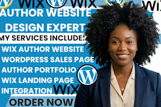 design wix author website wordpress writer portfolio wix author landing page wix