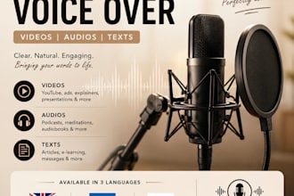 put a voice over for your texts in english, ukrainian and russian