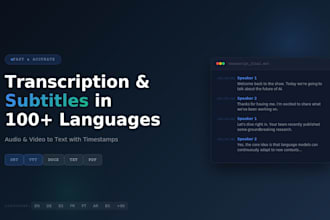 transcribe, with timestamps and subtitles in 100 languages