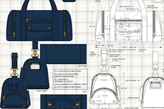 make tech packs and designs for bags