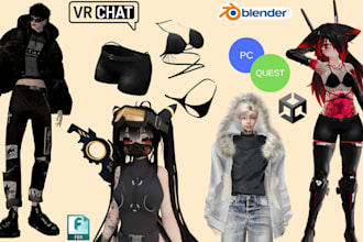 edit, fix, create, rig vrchat avatar vrchat clothing, vr accessories unity ready