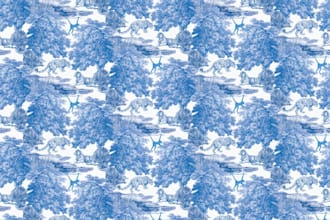 illustrate vintage toile de jouy motifs for fashion and decor