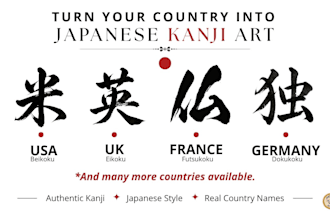 design your country name in kanji as used in japan