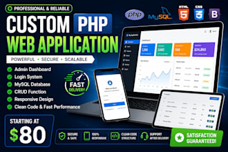 build a custom PHP web application with mysql database and admin dashboard