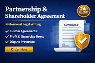 draft a partnership or shareholder agreement to protect your business legally