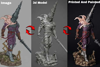 convert 2d image to 3d model action figure toy 3d figurine stl resin 3d printing