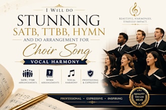 do stunning satb, ttbb, hymn, and do arrangement for choir song, vocal harmony