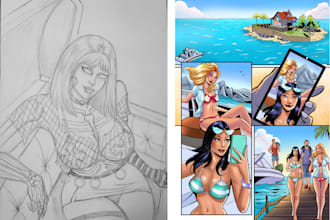 hand drawn custom comic book nsfw game character iiiustration