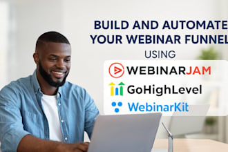 build and automate webinar funnel using webinarkit, webinarjam and gohighlevel
