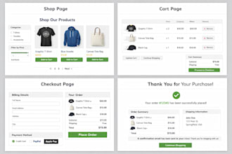 redesign woocommerce shop cart checkout thank you pages