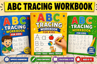 design abc tracing workbook for kids ages 6 to 12 for amazon KDP publishing