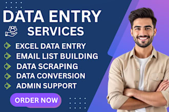 do data entry, email listing, web research,copy paste,excel and google tasks