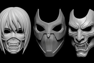 create custom 3d mask halloween oni mask pepakura anime cosplay for 3d printing