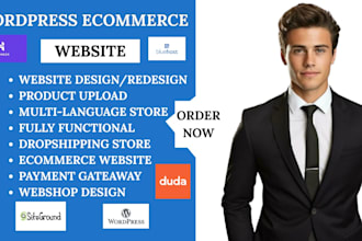 design webshop ecommerce wordpress website on ionos hostinger, bluehost godaddy