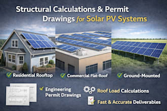 design structural calculations and permit drawings for solar pv systems