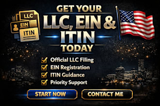 register your llc, get ein  itin in the USA