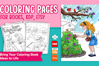 create line art coloring pages for books, KDP and etsy