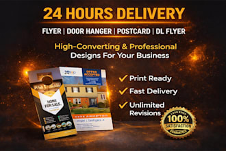 design flyer, postcard, door hanger, rack card, dl flyer in 24hrs
