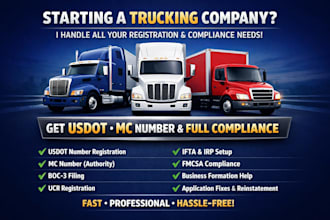 handle truck registration, dot, mc authority and compliance setup