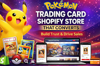 design pokemon shopify store trading card store  video card pokemon card website