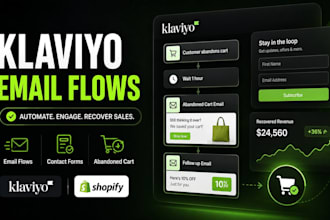 setup klaviyo email flows, contact forms, and recover shopify abandoned carts