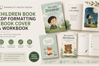 create minimalist ebook children book kdp formatting ebook cover and workbook