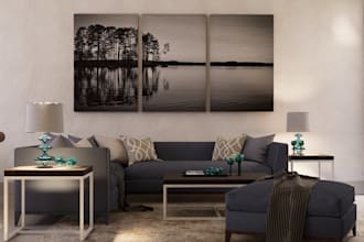 design house plans, modern facade, interior and exterior with realistic 3