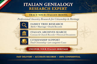 do italian genealogy research for citizenship application and family history