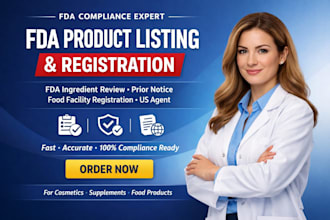 handle fda product listing, fda registration and fda compliance