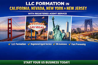 do llc formation in california, nevada new york new jersey with registered agent