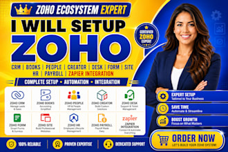 setup zoho CRM books people creator desk form site campaigns zapier integration