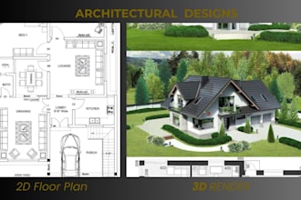 design modern luxury house plans and 3d rendering
