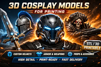 design 3d cosplay helmet mask, armor props from image for 3d printing stl