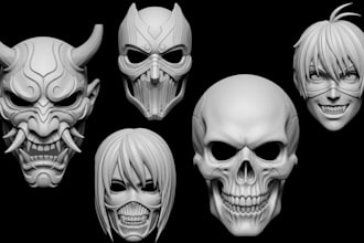 3d helmet cosplay, wearable cosplay, 3d printable mask, anime villain mask print