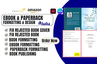 format, resize, upload, fix rejected book cover, book , ebook for amazon kdp