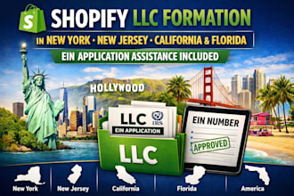 do shopify llc in new york new jersey california florida handle ein application
