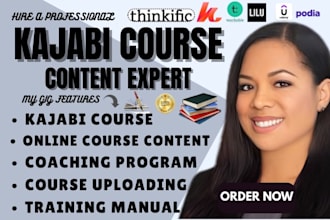 create your kajabi course content and coaching program