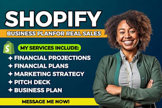 create shopify ecommerce business plan with financial forecast and marketing