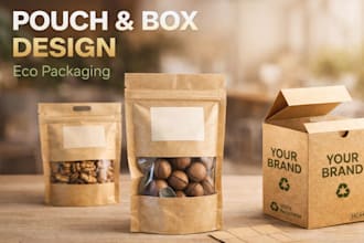 design retail pouch product for ecofriendly and dieline packaging box design