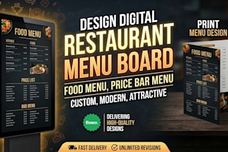 design digital restaurant menu board, food menu, price list, bar menu