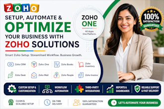 setup and automate zoho CRM, one, books, inventory, desk, mail, people, invoice
